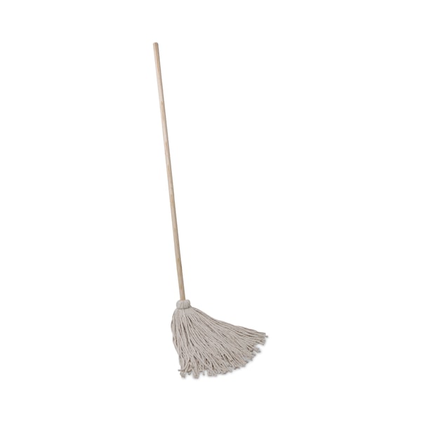 Unisan Handle/Deck Mops, No 24 White Cotton Head, 54" Natural Wood Handle, PK6 UNS 124C - main